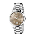 Gucci G Timeless Automatic Brown Dial Silver Steel Strap Watch For Women - YA126431A