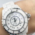 Chanel J12 Quartz Diamonds White Dial White Steel Strap Watch for Women - J12 H5703