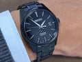 Seiko Presage Sharp Edged Series Black Dial Black Steel Strap Watch For Men - SPB229J1