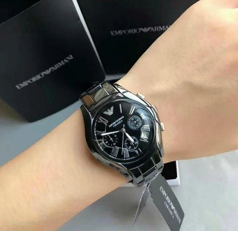 Emporio Armani Black Ceramic Dial Ceramic Strap Watch For Women - AR1401