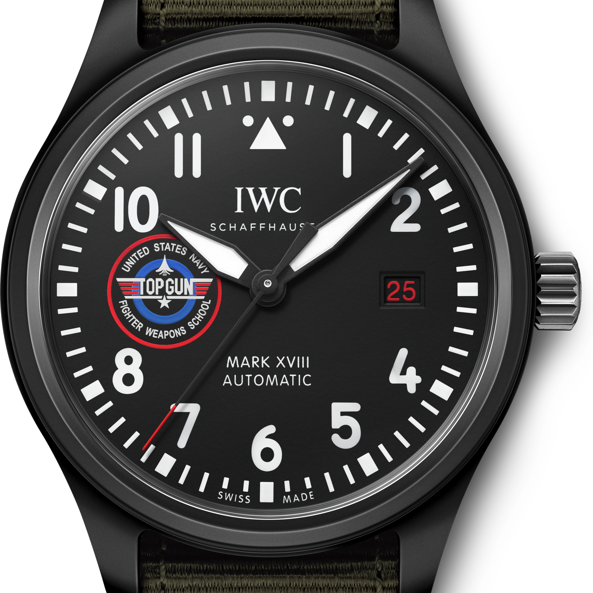 IWC Pilot’s Watch Mark XVIII Top Gun Edition “SFTI” Black Dial Green Nylon Strap Watch for Men - IW324712