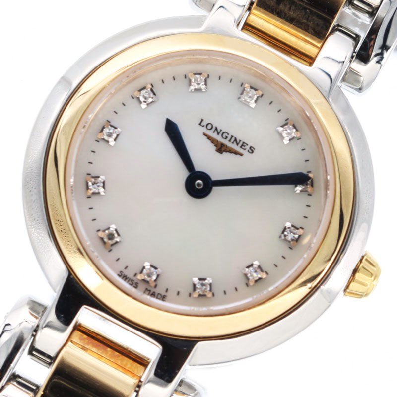 Longines PrimaLuna Quartz Diamonds Mother of Pearl Dial Two Tone Steel Strap Watch for Women - L8.110.5.93.6