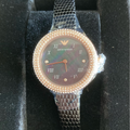 Emporio Armani Aviator Crystals Mother of Pearl Black Dial Black Silicon Strap Watch For Women - AR11373