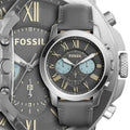 Fossil Grant Chronograph Gunmetal Grey Dial Grey Leather Strap Watch for Men - FS5183