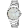 Gucci G Timeless Mother of Pearl White Dial Silver Steel Strap Watch For Women - YA126444