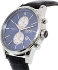 Hugo Boss Jet Blue Dial Black Leather Strap Watch for Men - 1513283