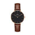 Daniel Wellington Petite St Mawes Black Dial Brown Leather Strap Watch For Women - DW00100169