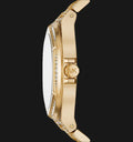 Michael Kors Lennox Three Hand Crystals White Dial Gold Steel Strap Watch For Women - MK6991