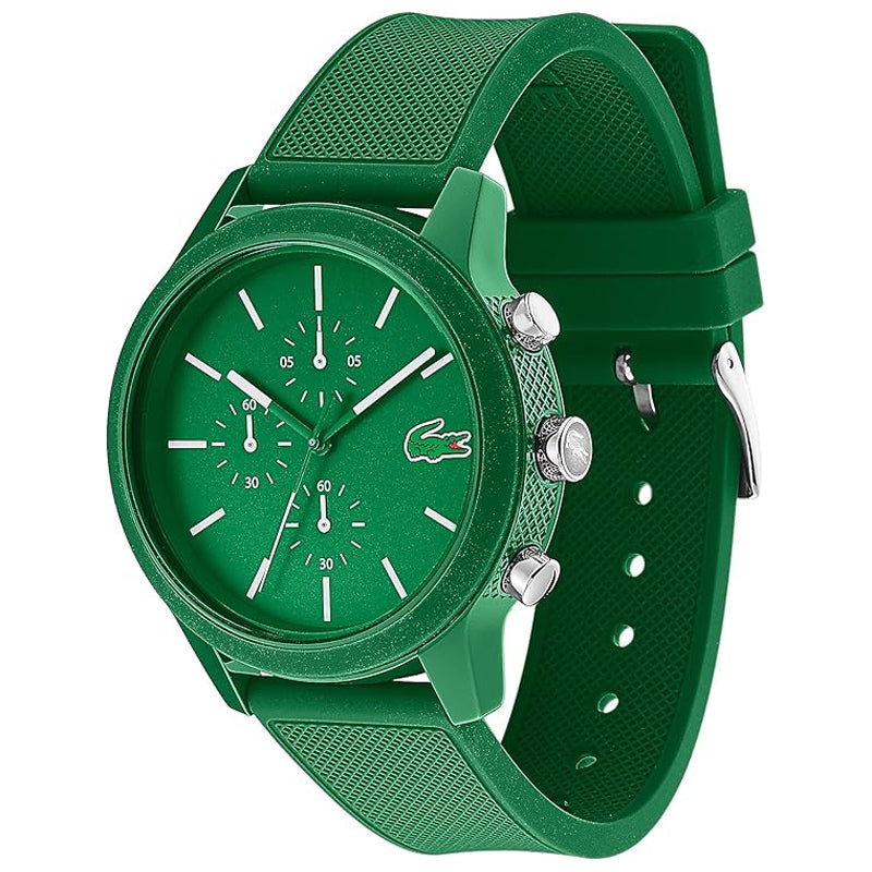 Lacoste 12.12 Chronograph Green Dial Green Silicone Strap Watch for Men - 2010973