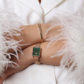 Daniel Wellington Pressed Melrose Emerald Green Rose Gold Mesh Strap Watch For Women - DW00100445