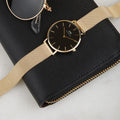 Daniel Wellington Classic Petite Black Dial Gold Mesh Bracelet Watch For Women - DW00100347