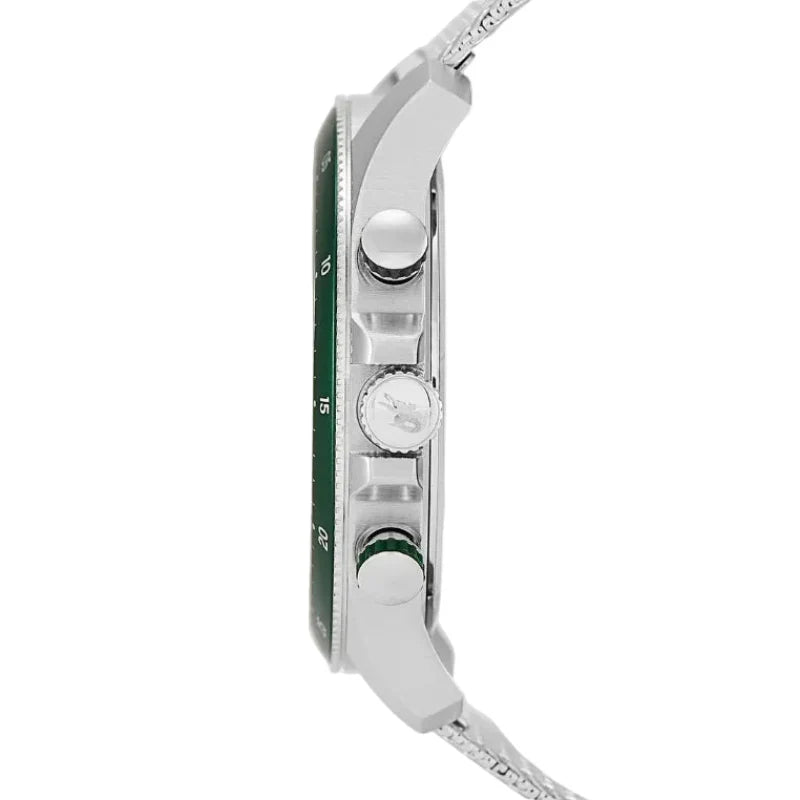 Lacoste Neoheritage Chronograph Green Dial Silver Steel Strap Watch for Men - 2011255