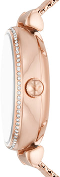 Emporio Armani Meccanico Automatic White Dial Rose Gold Mesh Strap Watch For Women - AR60063