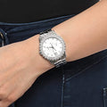 Guess Dazzler Diamonds Silver Dial Silver Steel Strap Watch for Women - W0335L1