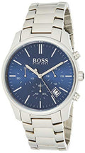 Hugo Boss Commander Blue Dial Silver Steel Strap Watch for Men - 1513434