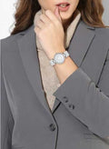 Guess Muse Quartz White Dial Silver Steel Strap Watch For Women - W1008l1