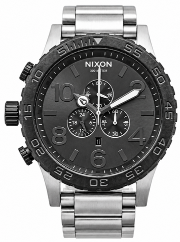 Nixon 51-30 Chrono Grey Dial Silver Steel Strap Watch for Men - A083-1762