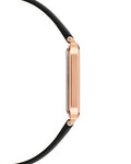 Daniel Wellington Quadro White Dial Black Leather Strap Watch For Women - DW00100450