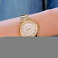 Guess Crown Jewel Diamonds White Dial Gold Steel Strap Watch for Women - GW0410L2