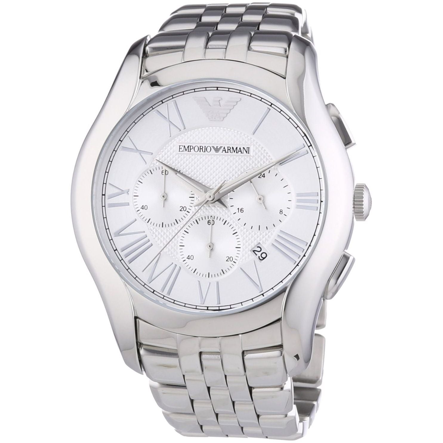 Emporio Armani Velente Chronograph Quartz Silver Dial Silver Steel Strap Watch For Men - AR1702