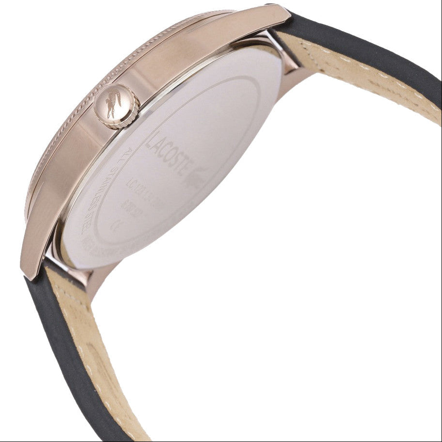 Lacoste Continental Black Dial Black Leather Strap Watch for Men - 2011042