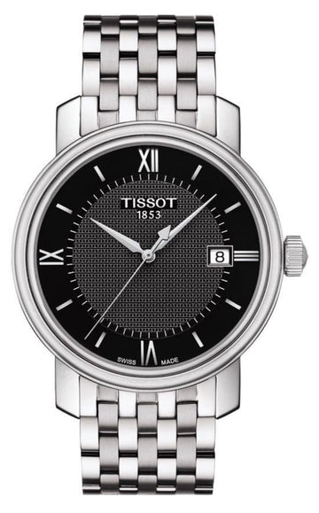 Tissot T Classic Bridgeport Black Dial Silver Steel Strap Watch For Men - T097.410.11.058.00