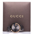 Gucci Interlocking G 18K Gold Black Dial Brown Leather Strap Watch For Women - YA133304