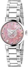 Gucci G Timeless Quartz Mother of Pearl Pink Dial Silver Steel Strap Watch For Women - YA1265013