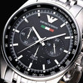 Emporio Armani Team Italia Chronograph Black Dial Silver Steel Strap Watch For Men - AR5983