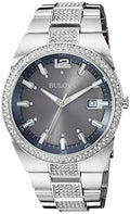 Bulova Crystal Collection Brown Dial Silver Steel Strap Watch for Men - 96B221