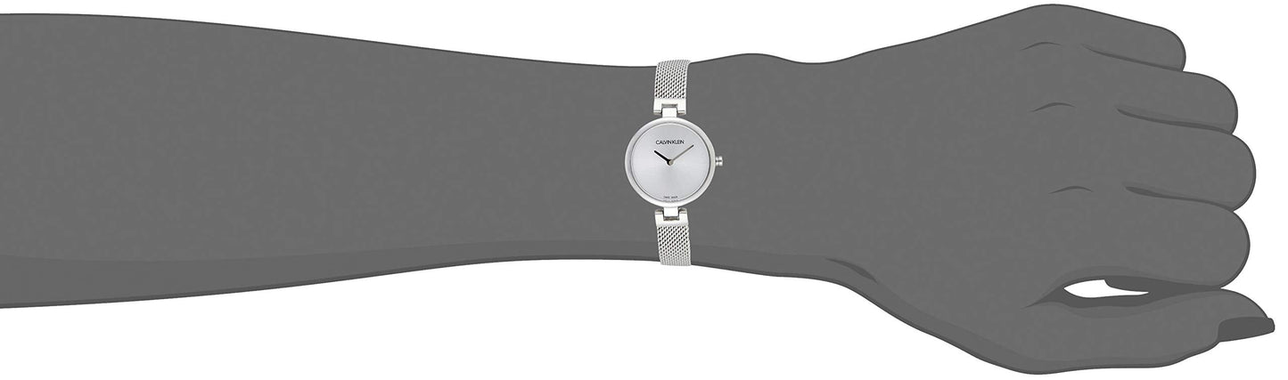 Calvin Klein Authentic White Dial Silver Mesh Bracelet Watch for Women - K8G23126