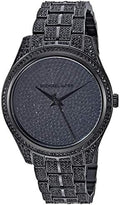Michael Kors Lauryn Analog Crystals Black Dial Black Steel Strap Watch For Women - MK3980