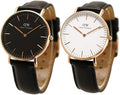Daniel Wellington Classic Sheffield White Dial Black Leather Strap Watch for Women - DW00100036