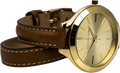 Michael Kors Runway Gold Dial Brown Leather Strap Watch For Women - MK2256
