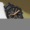 Armani Exchange Chronograph Black Dial Black Steel Strap Watch For Men - AX2429