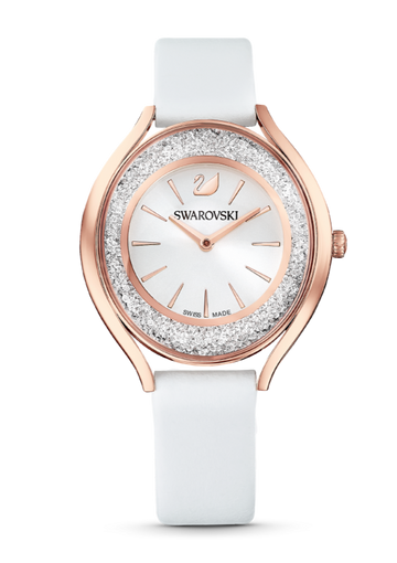 Swarovski Crystalline Aura Silver Dial White Leather Strap Watch for Women - 5519453
