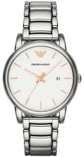 Emporio Armani Quartz White Dial Silver Steel Strap Watch For Men - AR90000
