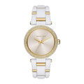 Michael Kors Delray Rose Gold Dial White Steel Strap Watch for Women - MK4315