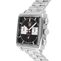 Tag Heuer Monaco Automatic Chronograph Black Dial Silver Steel Strap Watch for Men - CBL2113.BA0644
