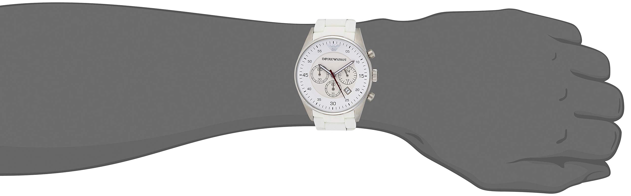 Emporio Armani Sport Chronograph White Dial White Silicone Strap Watch For Men - AR5859