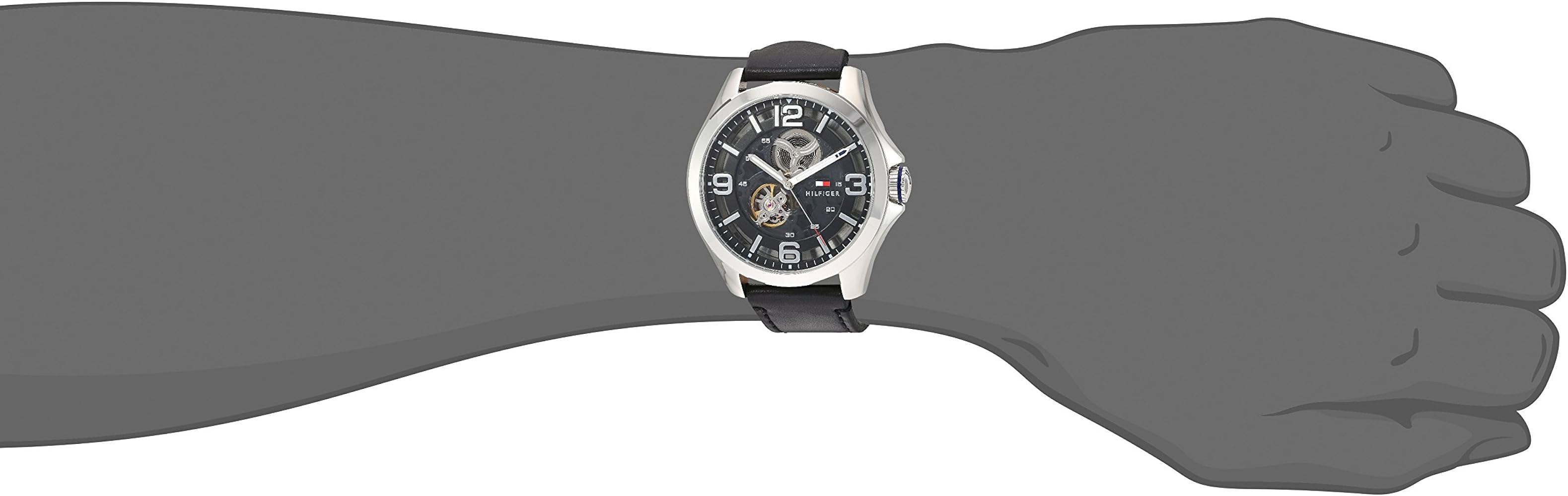 Tommy Hilfiger Bruce Analog Black Dial Black Leather Strap Watch for Men - 1791279