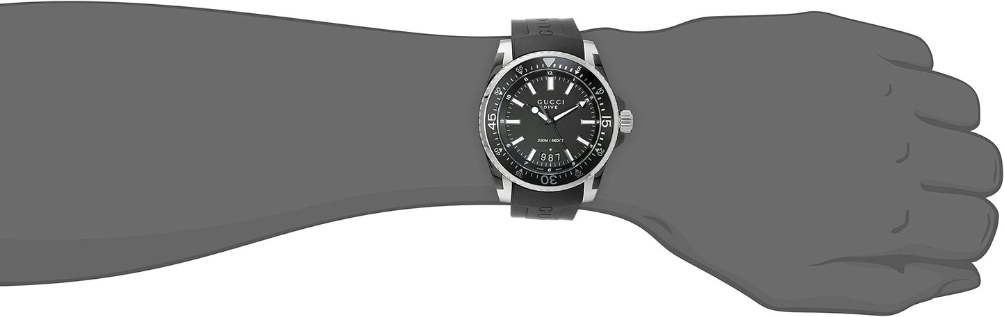 Gucci Dive Analog Quartz Black Dial Black Rubber Strap Watch For Men -  YA136204