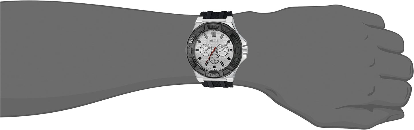 Guess Force Analog Quartz White Dial Black Rubber Strap Watch For Men - W0674G3