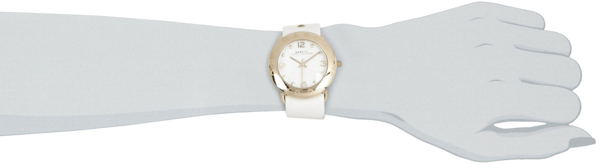 Marc Jacobs Amy White Dial White Leather Strap Watch for Women - MBM1150