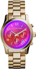 Michael Kors Runway Iridescent Pink Dial Gold Steel Strap Watch for Women - MK5939