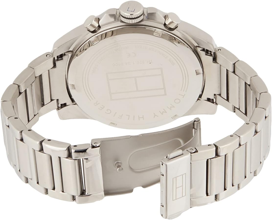 Tommy Hilfiger Iconic Quartz Black Dial Silver Steel Strap Watch for Men - 1791564