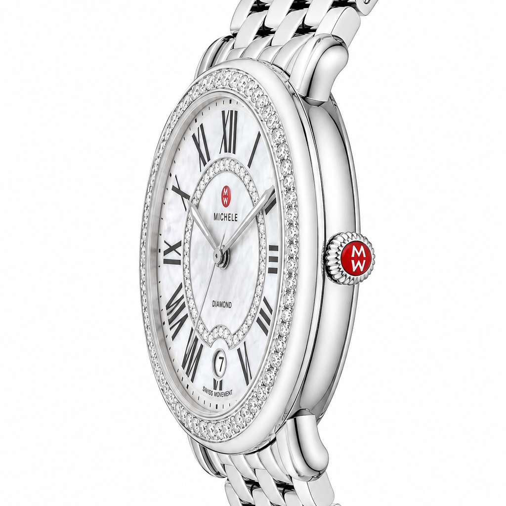 Michele Serein Mother of Pearl Dial Silver Steel Strap Watch for Women - MWW21B000030