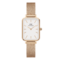Daniel Wellington Quadro Melrose White Dial Gold Mesh Strap Watch For Women - DW00100431