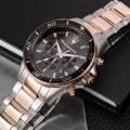 Maserati SFIDA Chronograph Black Dial Two Tone Steel Strap Watch For Men - R8873640002