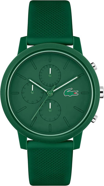 Lacoste 12.12 Chronograph Green Dial Green Silicon Strap Watch for Men - 2011245